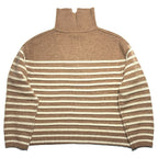 RAG & BONE Womens Raven Cashmere Wool Stripe Half Zip Sweater Camel (MSRP $548)