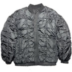 DIESEL Mens Reversible Nylon Zip Bomber Jacket Coat Black (MSRP $495)