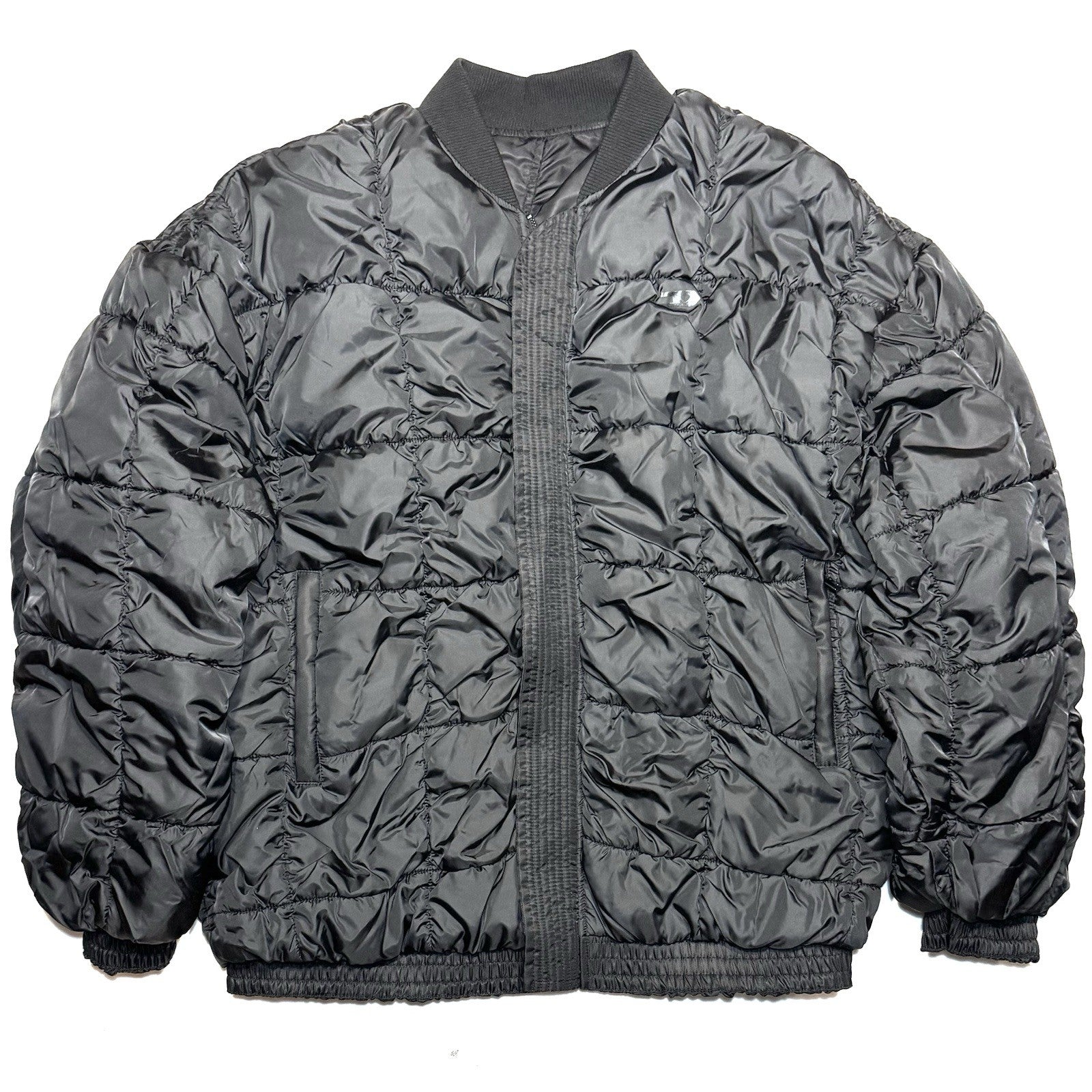 DIESEL Mens Reversible Nylon Zip Bomber Jacket Coat Black (MSRP $495)
