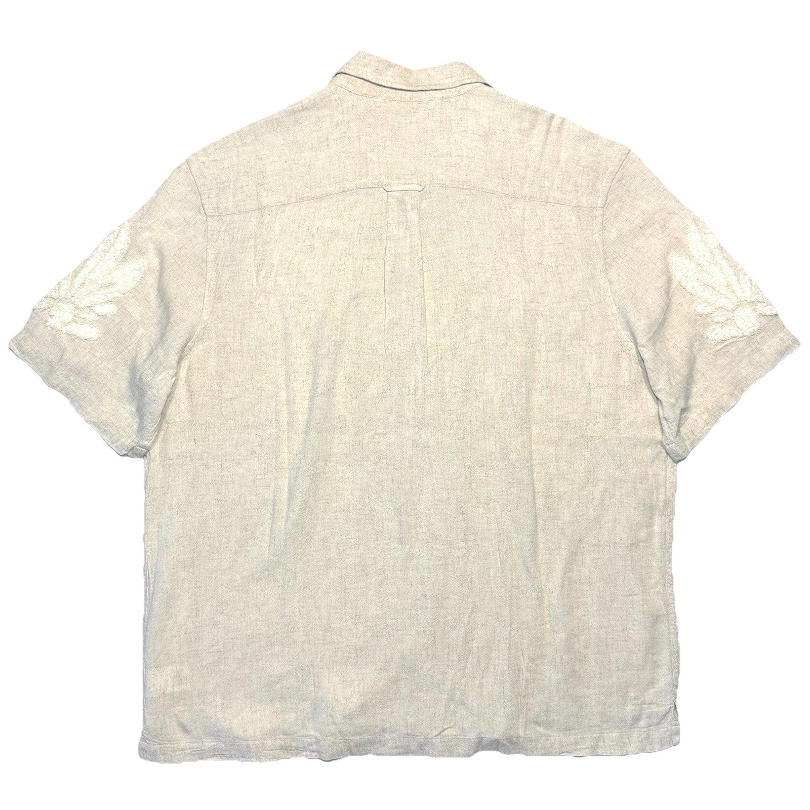 TODD SNYDER Mens Linen Terrycloth Palm Leaf Floral Camp Shirt Beige (MSRP $298)