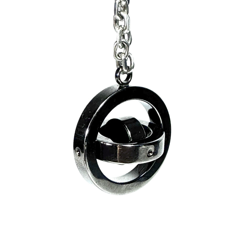 DUNHILL Gyroscope Black Lacquered Key Fob Keychain Silver (MSRP $275)