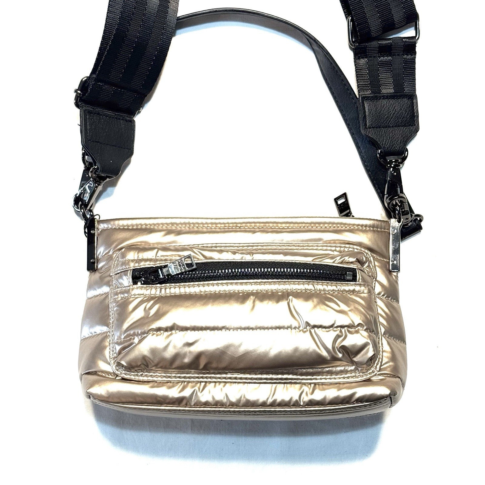 THINK ROYLN Double Trouble Crossbody Shoulder Bag Pearl Cashmere Gold -MSRP $188