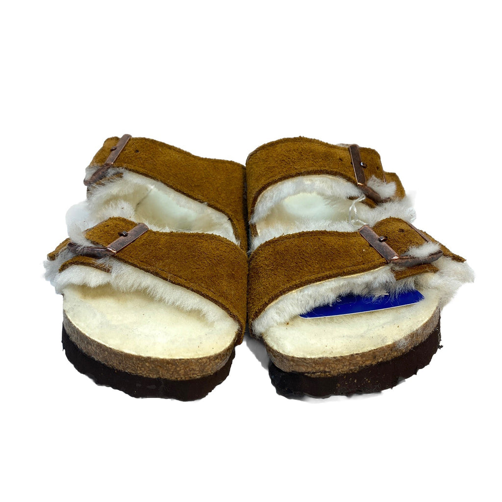 BIRKENSTOCK Womens Arizona Shearling Fur Sandals Narrow Mink Brown (MSRP $150)
