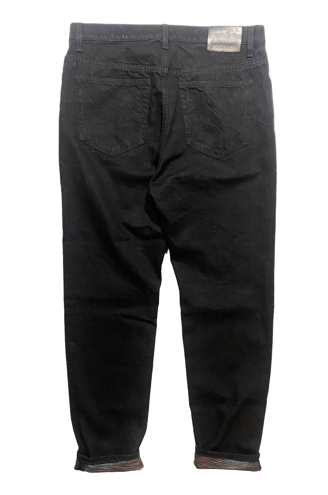 MISSONI Mens Denim Chevron 5 Pocket Straight Leg Jeans Pants Black (MSRP $560)