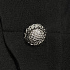 BALMAIN Womens Pleated Wool Crepe Faux Fur Trim Jacket Black 36 (MSRP $5,400)