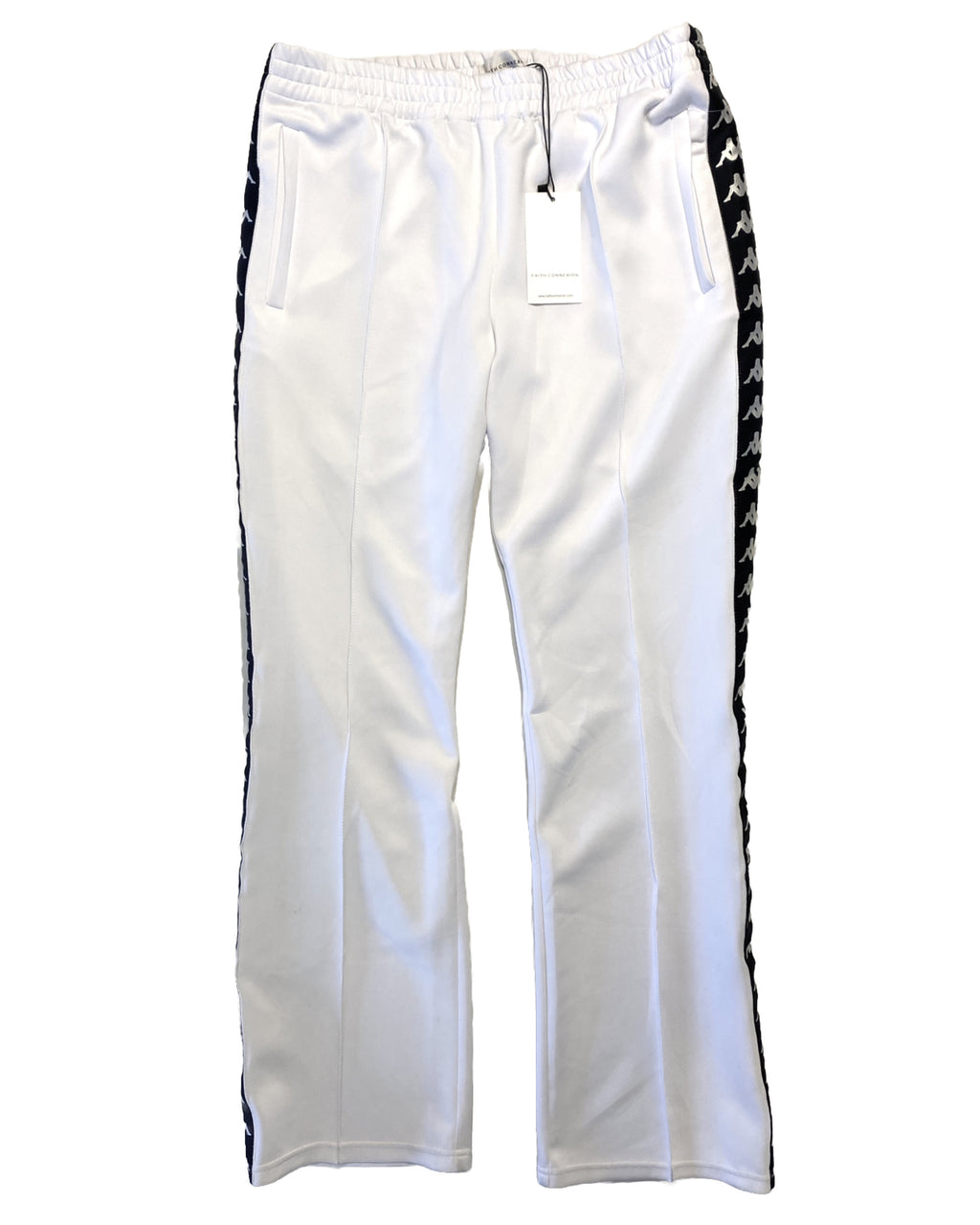 FAITH CONNEXION x KAPPA Mens Pleated Logo Stripe Track Pants White M (MSRP $395)