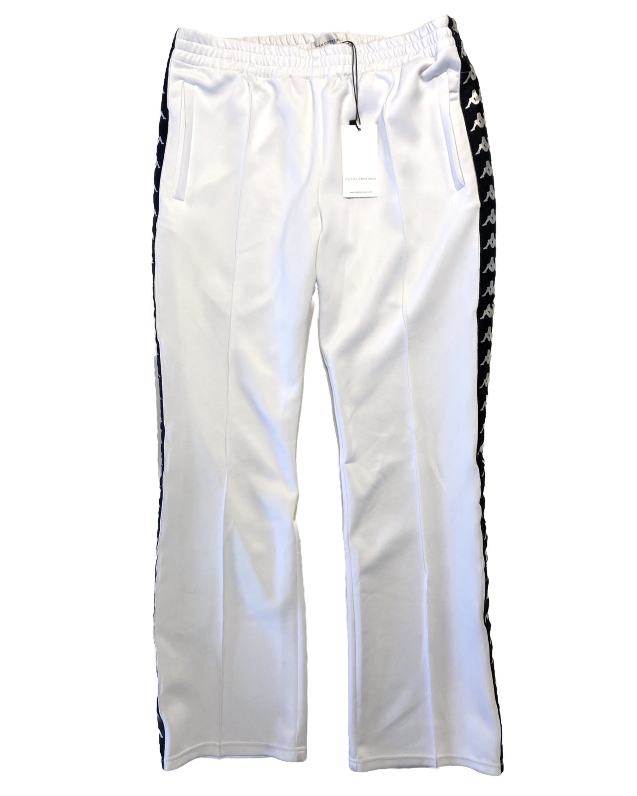 FAITH CONNEXION x KAPPA Mens Pleated Logo Stripe Track Pants White M (MSRP $395)