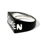 ALEXANDER MCQUEEN Mens Unisex Graffiti Logo Square Ring Black (MSRP $390)