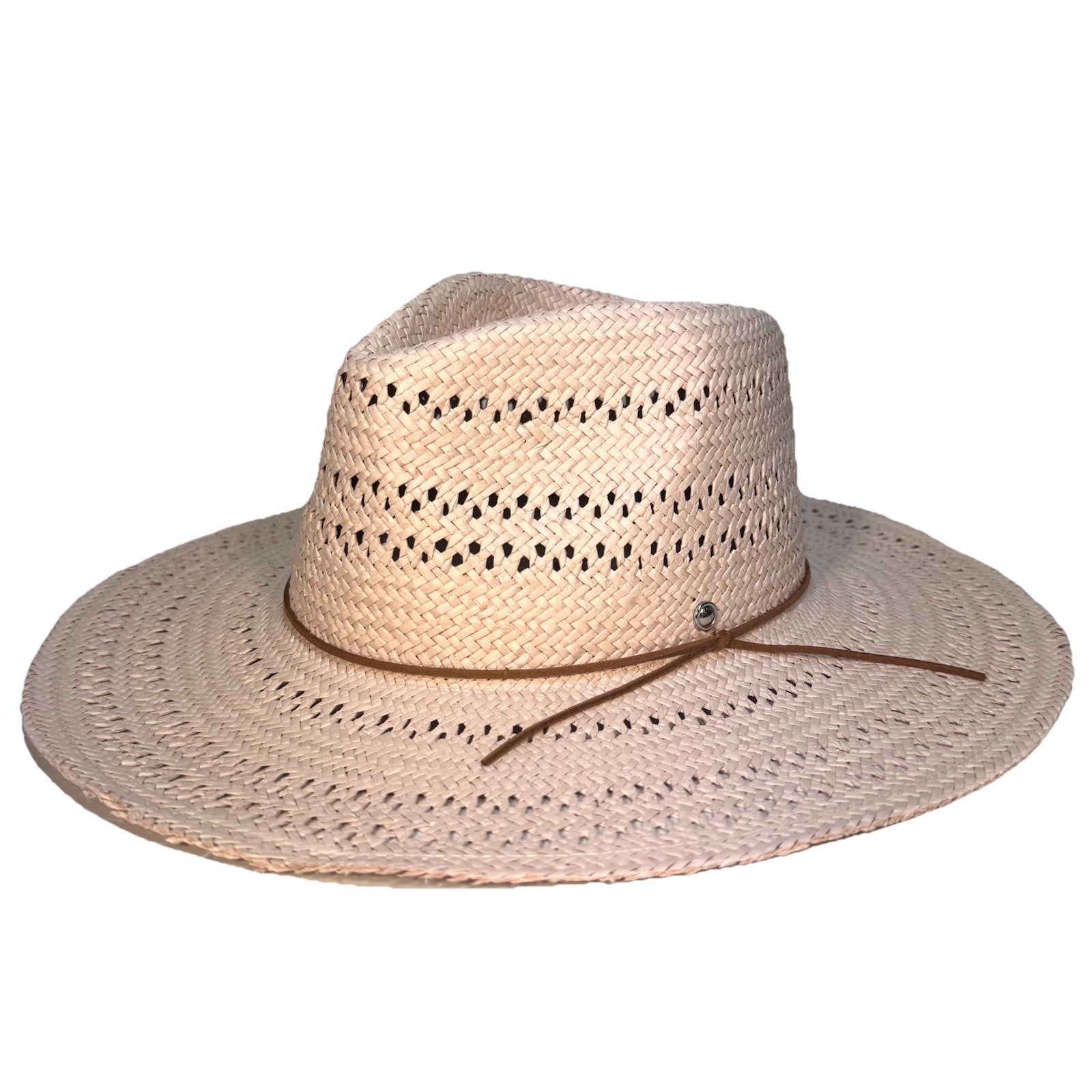 RAG & BONE Womens Elle Perforated Straw Fedora Hat Blush Pink (MSRP $225)