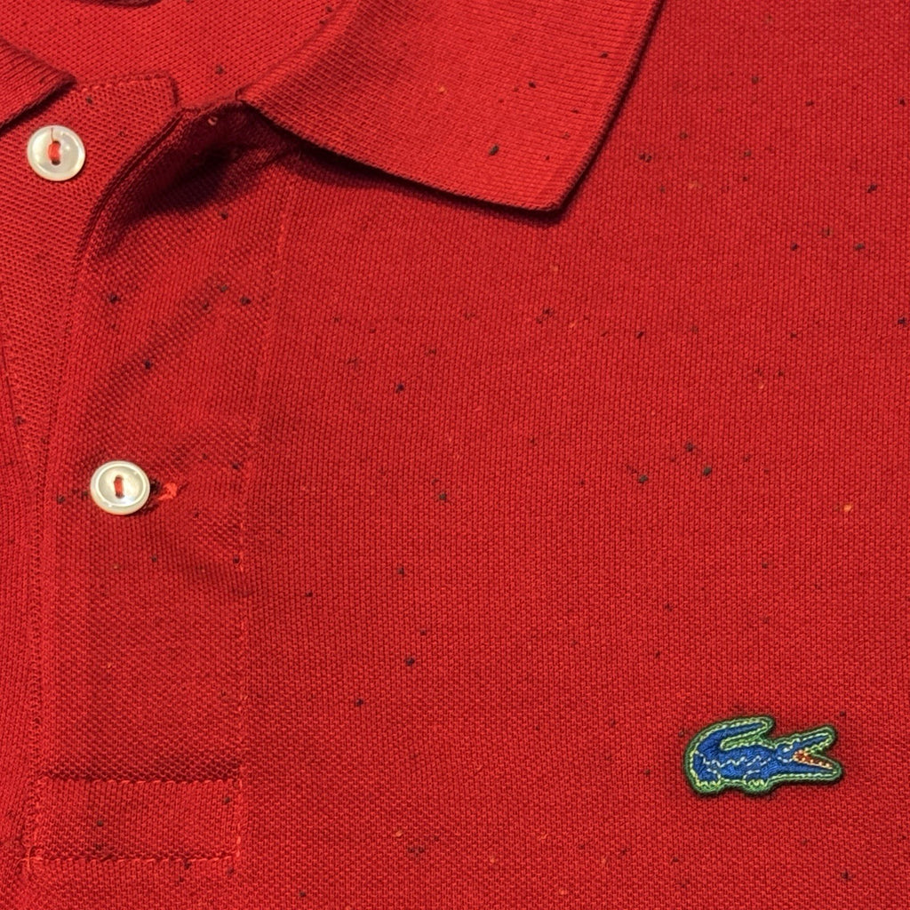 LACOSTE Mens Big Tall Speckled Logo Long Sleeve Polo Shirt Red 4XL (MSRP $125)