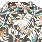 TODD SNYDER Mens Palm Print Camp Collar Short Sleeve Shirt Brown (MSRP $178)