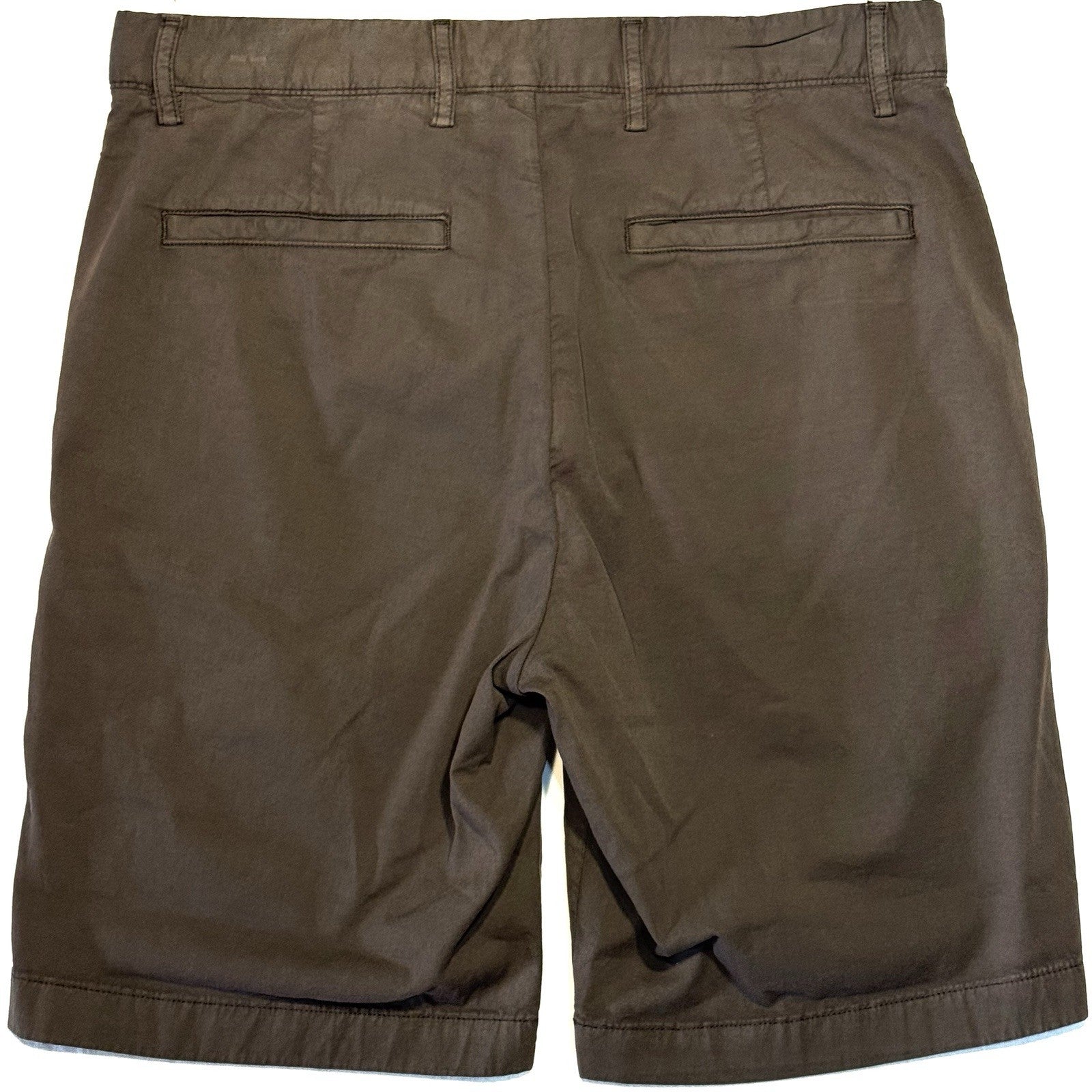 THEORY Mens Zaine 9in Stretch Cotton Chino Shorts Slate Brown (MSRP $145)