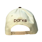 PARKE Womens Miami Logo Embroidered Snapback Trucker Hat Beige