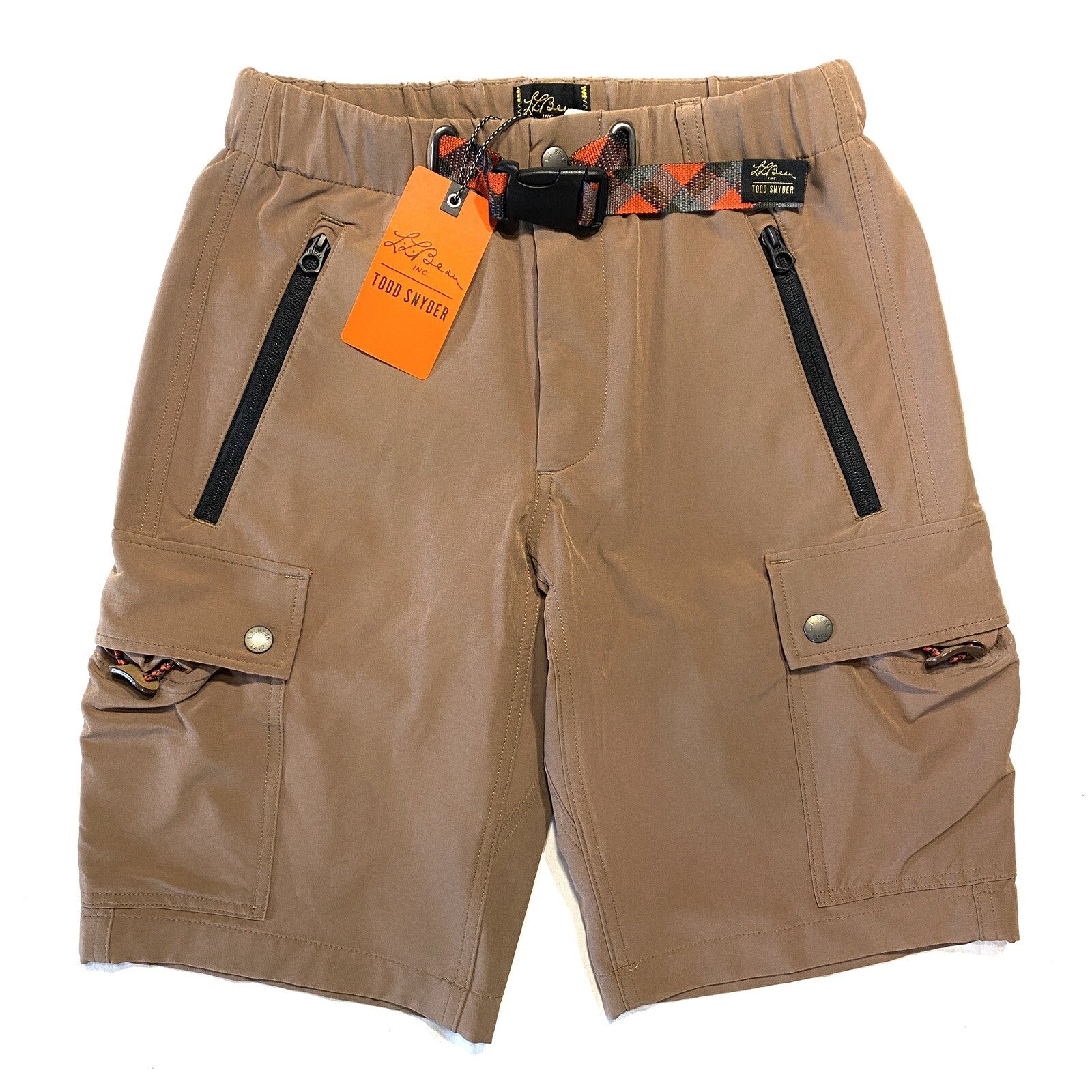 LL BEAN x TODD SNYDER Mens Zip Pocket Climbing Shorts Dune Brown XS (MSRP $129)