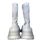 ALEXANDER MCQUEEN Mens Tread Slick Logo Knit Sock Sneaker Boots Grey (MSRP $990)