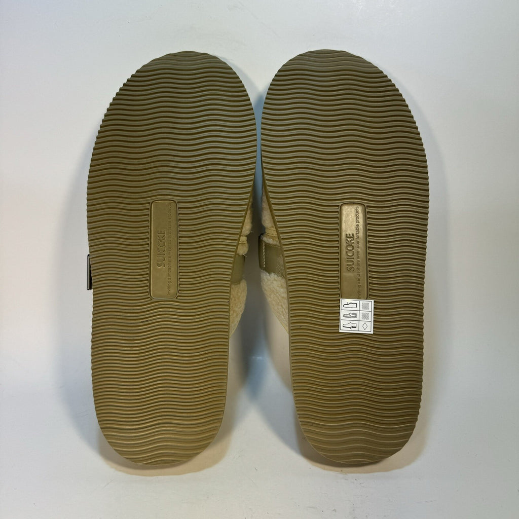 SUICOKE x John Elliott Mens Polar Fleece Mule Slip On Slides Cream 9 (MSRP $220)