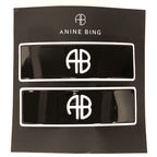 ANINE BING Womens Logo Barrette Hair Clip Accessory 2 Pack Black (MSRP $70)