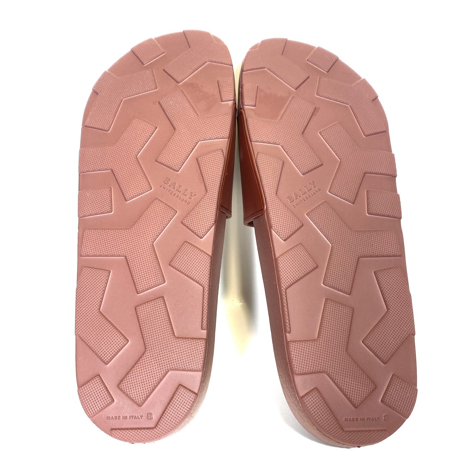 BALLY Mens Scotty Heritage Logo Rubber Slides Sandals Dark Red (MSRP $255)