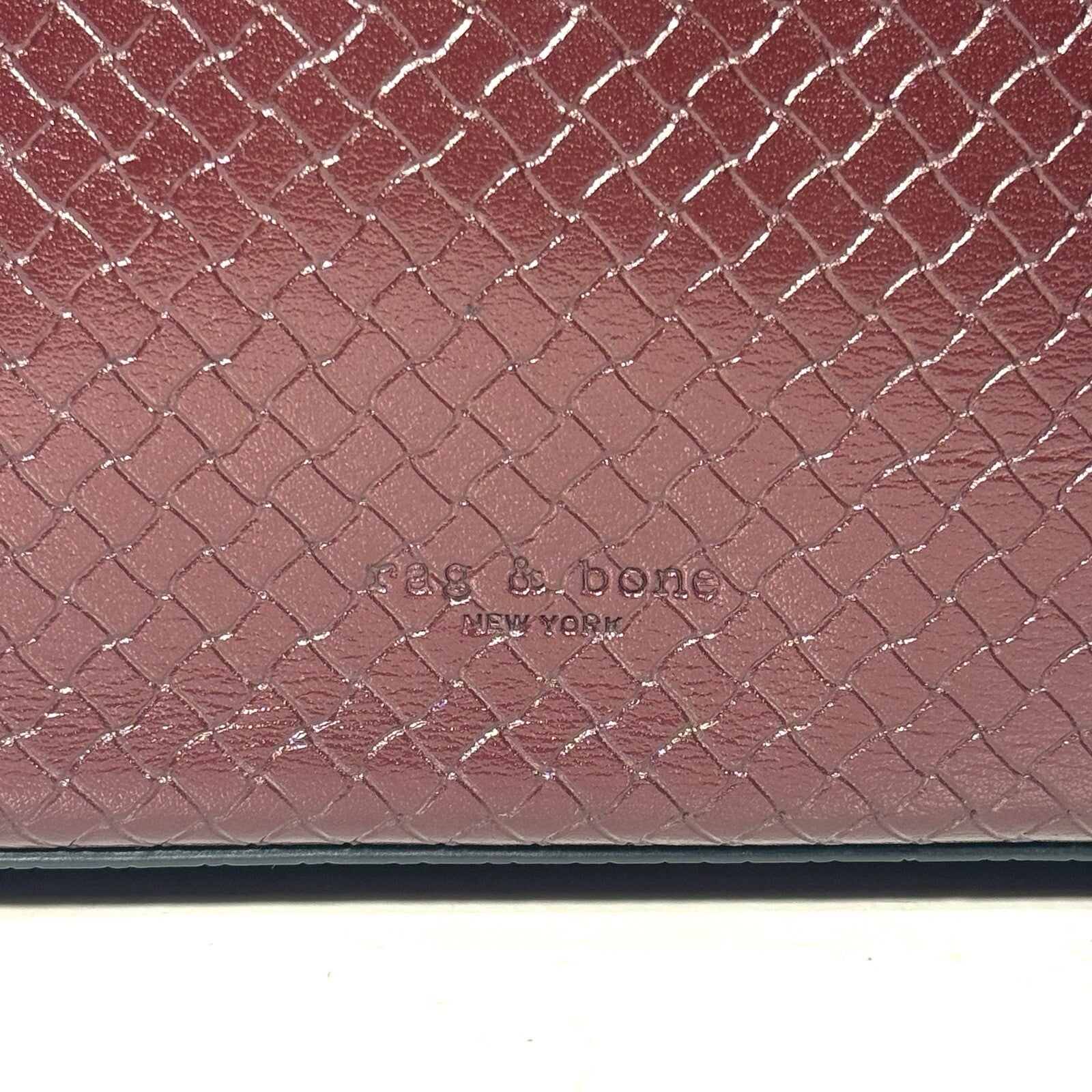 RAG & BONE Belize Basketweave Leather Shopper Shoulder Bag Wine (MSRP $398)