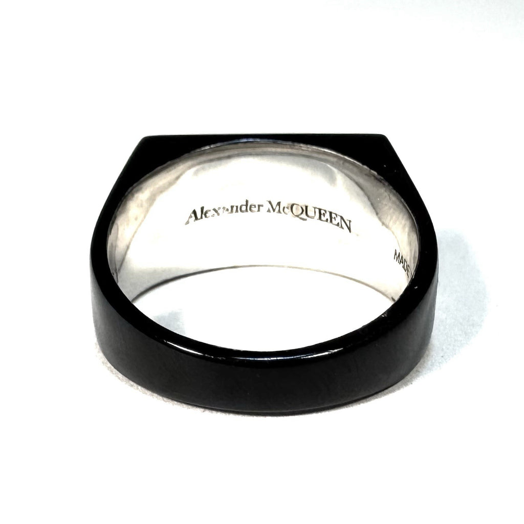 ALEXANDER MCQUEEN Mens Unisex Graffiti Logo Square Ring Black (MSRP $390)