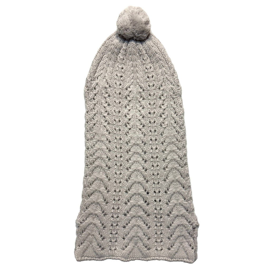 LUXTON Womens Cashmere Wool Blend Knit Balaclava Hood Hat Light Grey (MSRP $198)