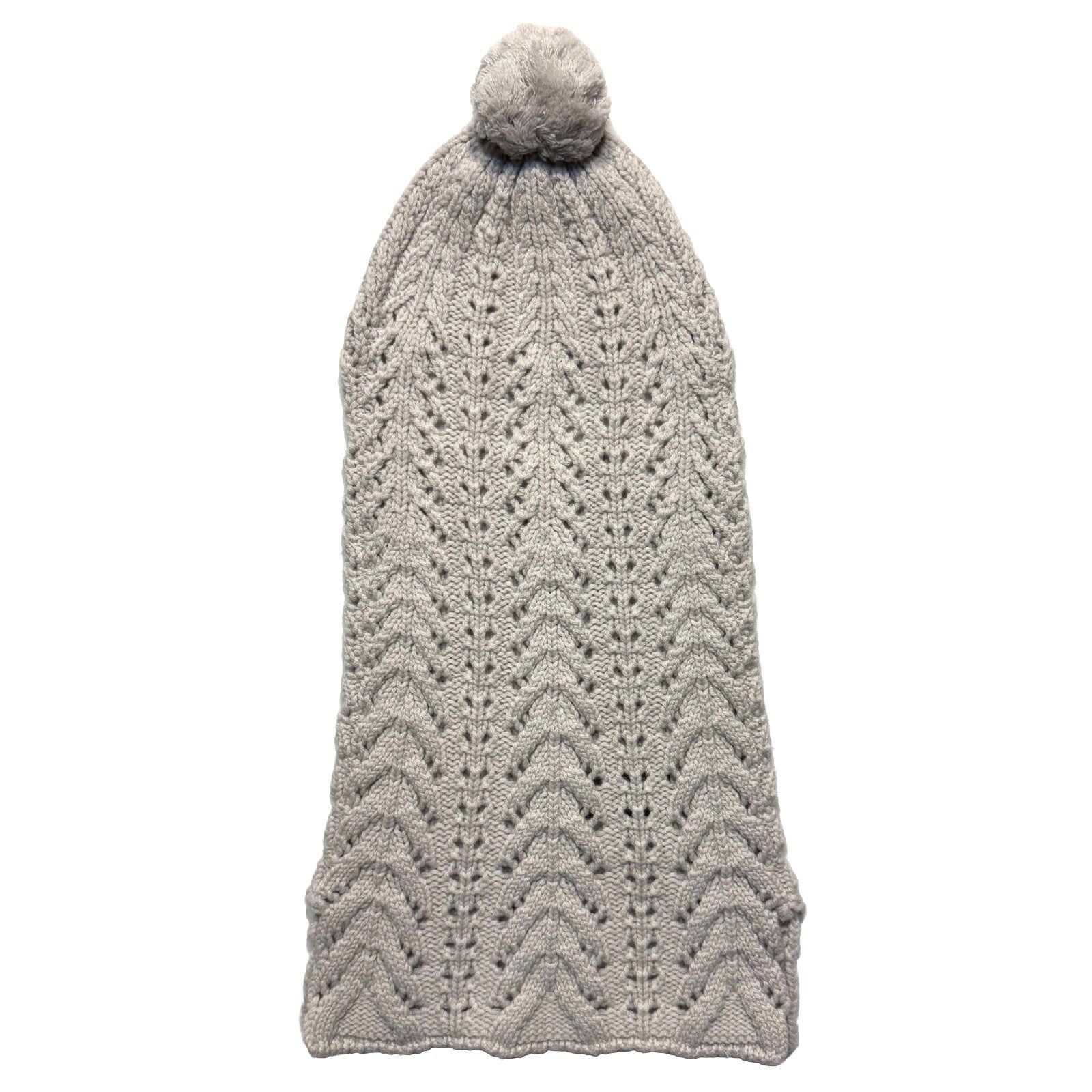 LUXTON Womens Cashmere Wool Blend Knit Balaclava Hood Hat Light Grey (MSRP $198)