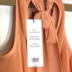 VERONICA BEARD Lilliana Long Pleated Maxi Dress Coral Pink (MSRP $698)