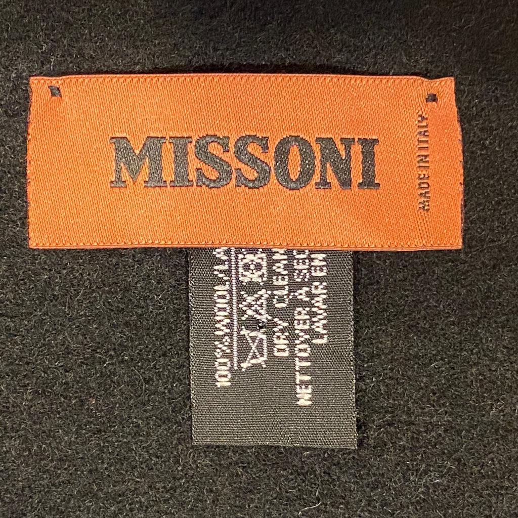 MISSONI Mens Womens Wool Fringe Scarf Contrast Logo Black Blue Beige