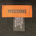 MISSONI Mens Womens Wool Fringe Scarf Contrast Logo Black Blue Beige