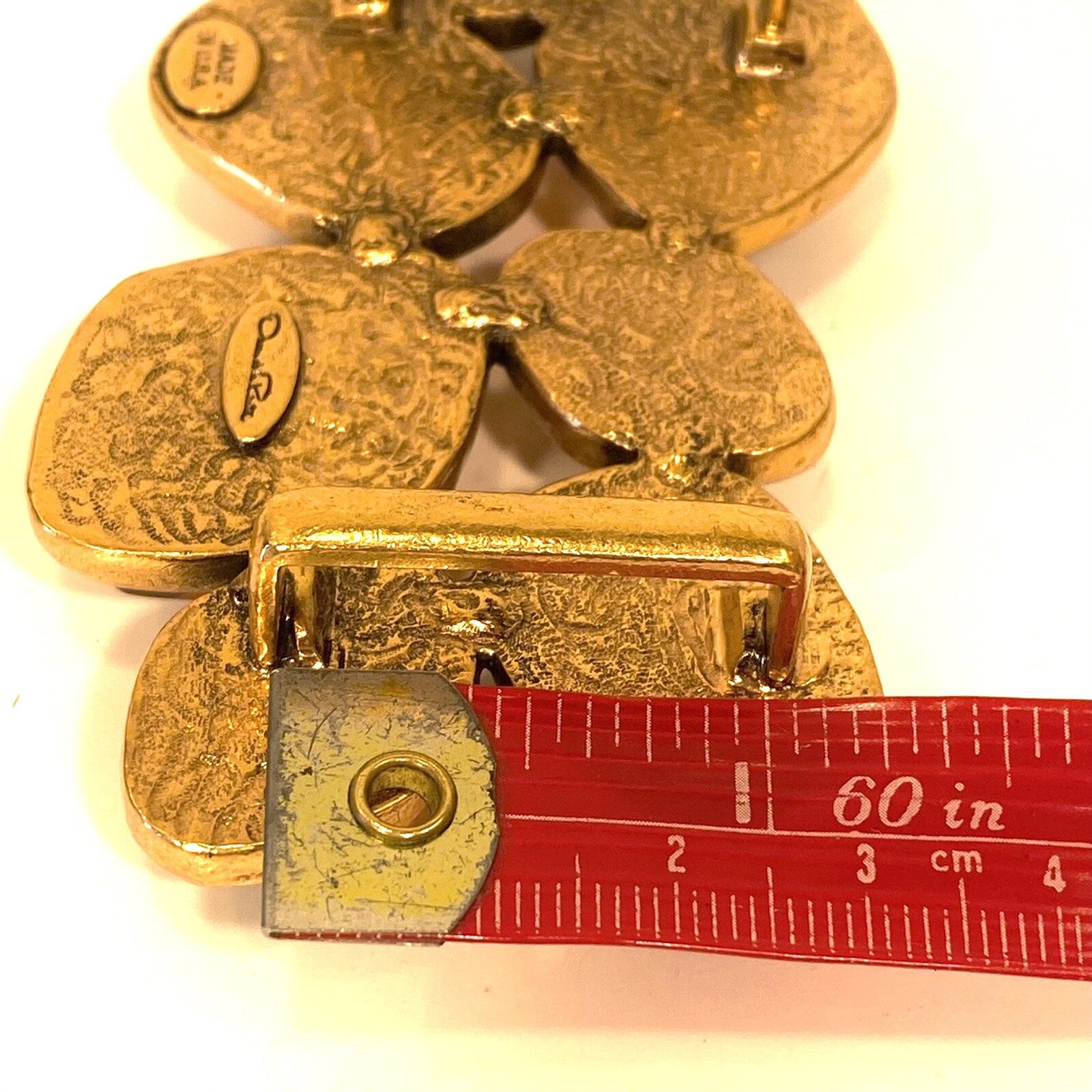 OSCAR DE LA RENTA Womens Jeweled Stones Belt Buckle Orange Amber 1in