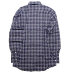LUCIANO BARBERA Mens Linen Plaid Button Up Spread Collar Shirt Blue (MSRP $295)