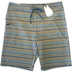PRANA Mens 9in Fenton Board Shorts Swim Trunks Flint Stripe Grey (MSRP $65)