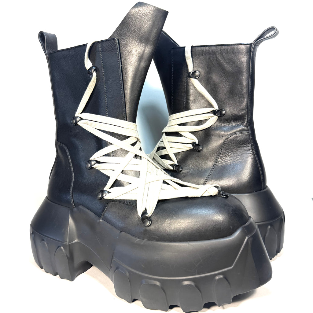 RICK OWENS Mens Megalaced Mega Tractor Stivali Boots Black 41 (MSRP $3,195)