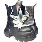 RICK OWENS Mens Megalaced Mega Tractor Stivali Boots Black 41 (MSRP $3,195)