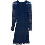 RAMY BROOK Parker Tiered Organza Long Sleeve Mini Dress Navy Blue XS (MSRP $495)