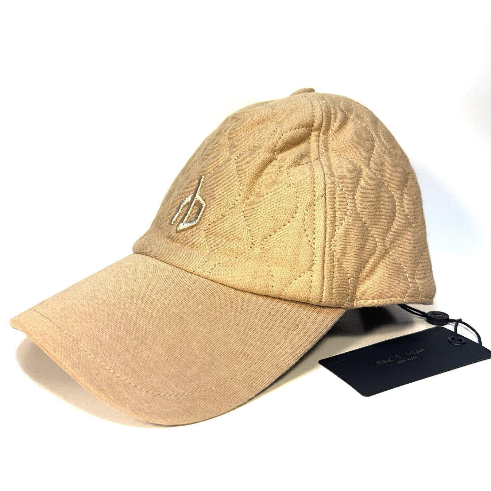 RAG & BONE Mens Aron Quilted Logo Baseball Cap Hat Camel Beige (MSRP $125)