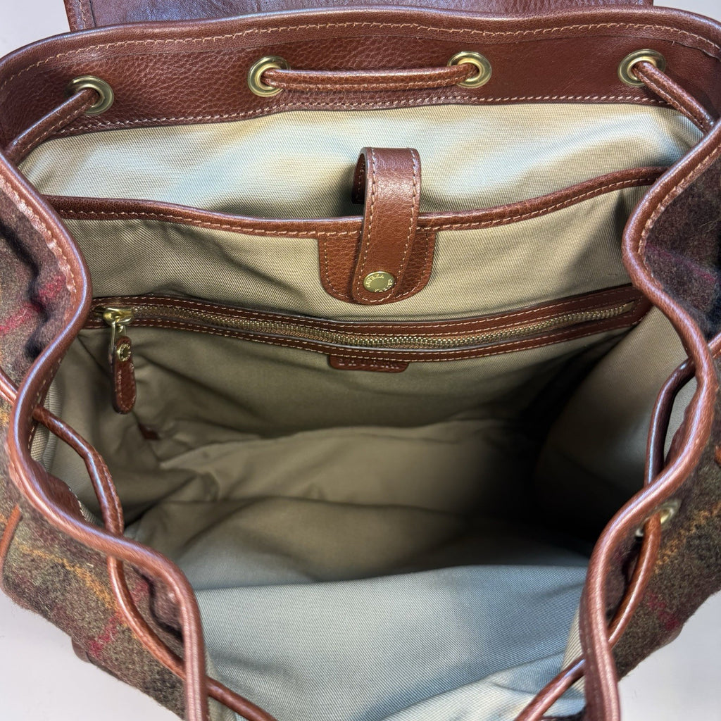 GHURKA Blazer No. 278 Plaid Wool Leather Backpack Vintage Chestnut (MSRP $1,495)