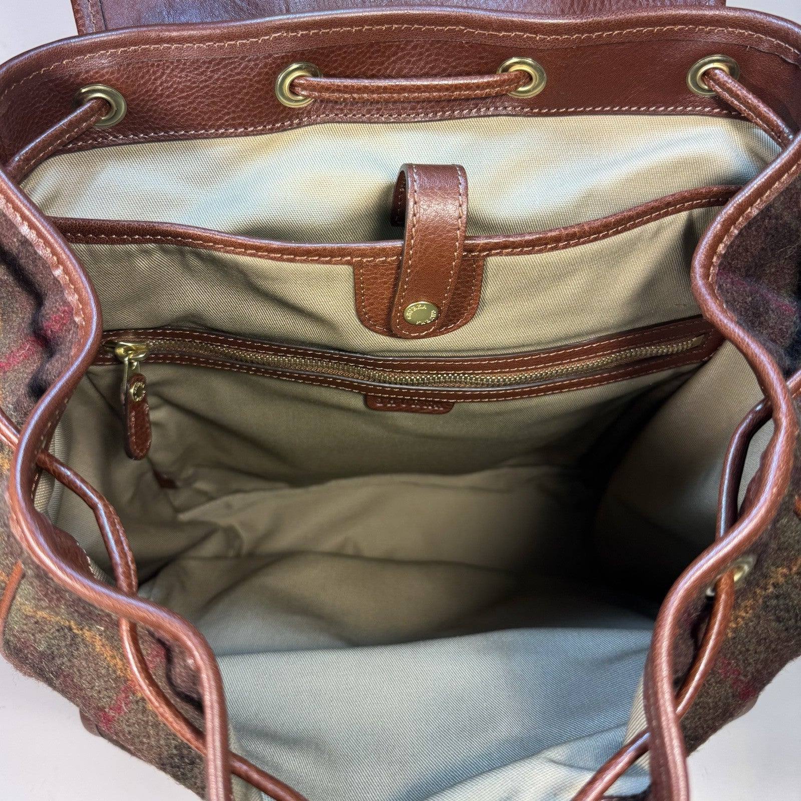 GHURKA Blazer No. 278 Plaid Wool Leather Backpack Vintage Chestnut (MSRP $1,495)