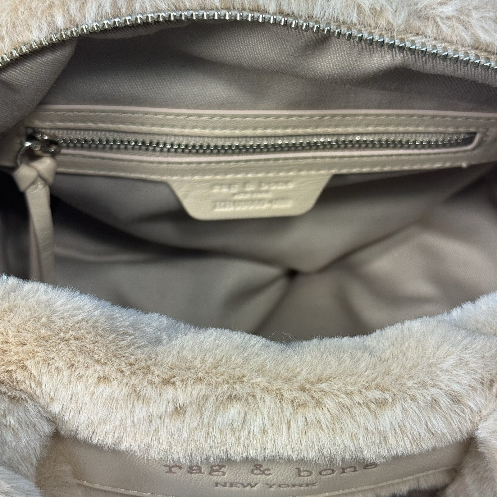 RAG & BONE Cloud Faux Fur Duffle Shoulder Bag Natural Beige (MSRP $350)