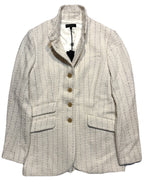 RAG & BONE Womens Slade Long Glitter Stripe Tweed Blazer Jacket Ivory -MSRP $598