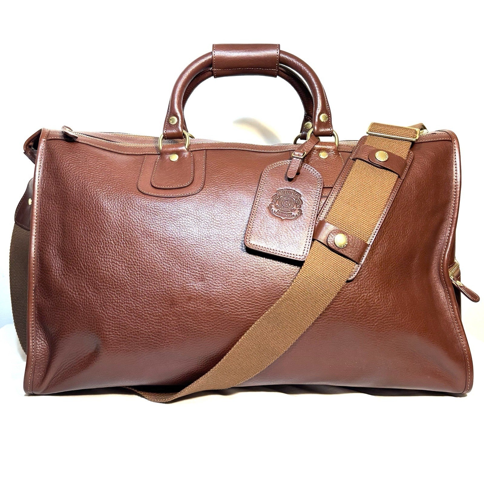 GHURKA Express No. 2  Leather Duffle Bag Vintage Chestnut Brown (MSRP $2,695)