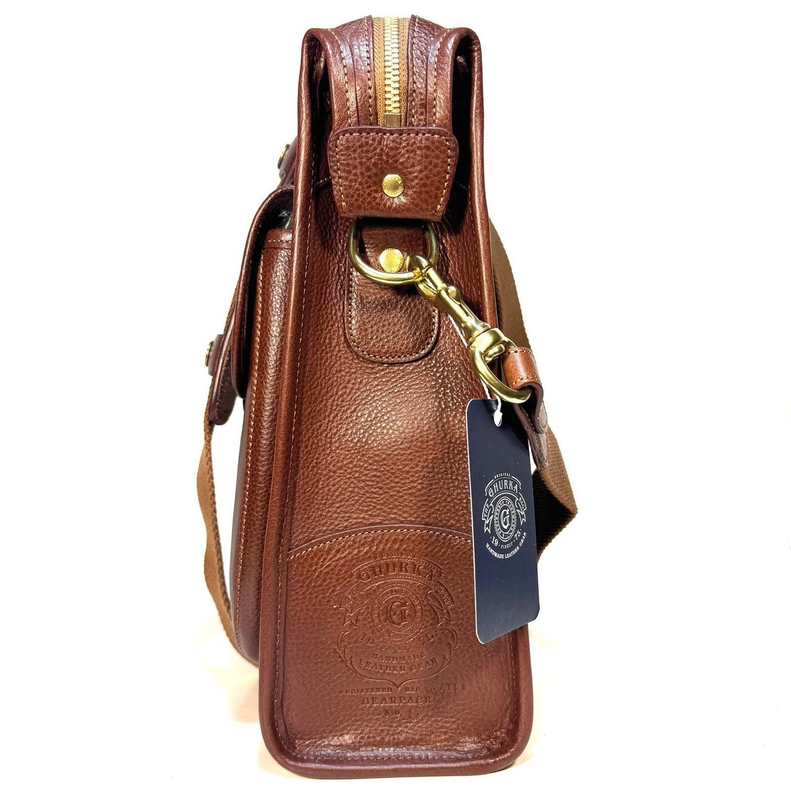 GHURKA Gearpack No. 4 Leather Messenger Bag Vintage Chestnut Brown (MSRP $1,295)