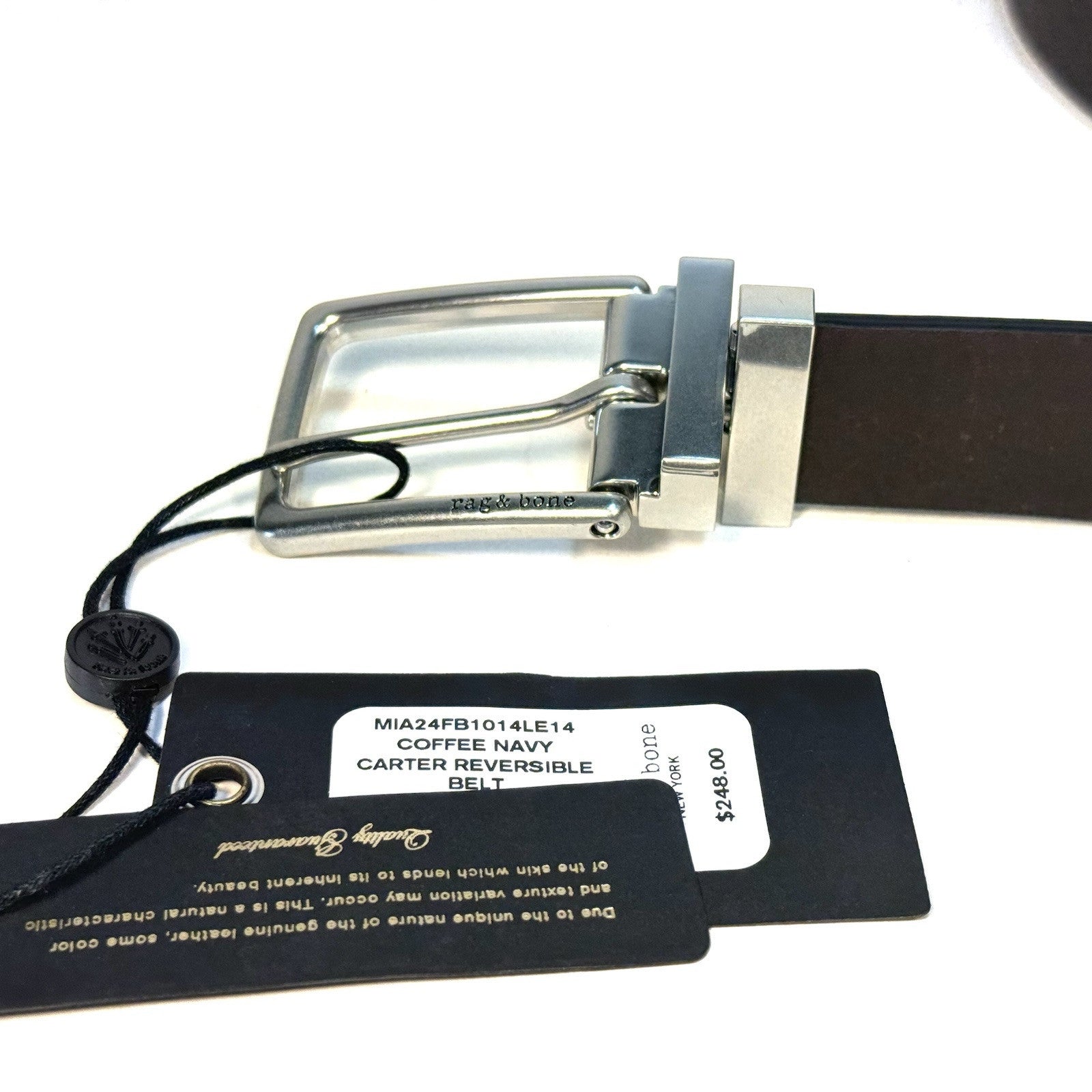 RAG & BONE Mens Carter Reversible Leather Belt Brown Blue (MSRP $248)