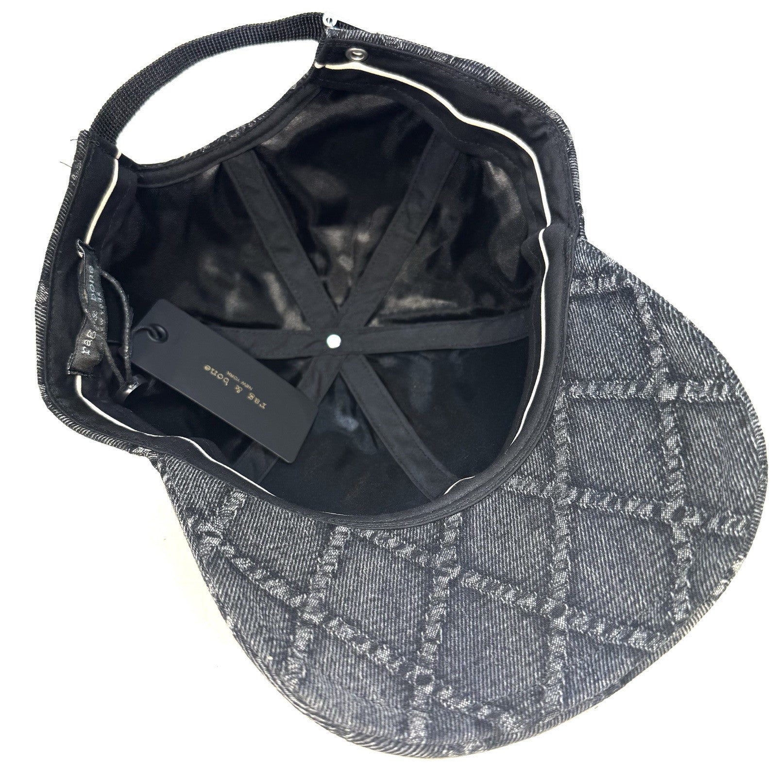 RAG & BONE Harlow Quilted Denim Baseball Cap Hat Black (MSRP $128)