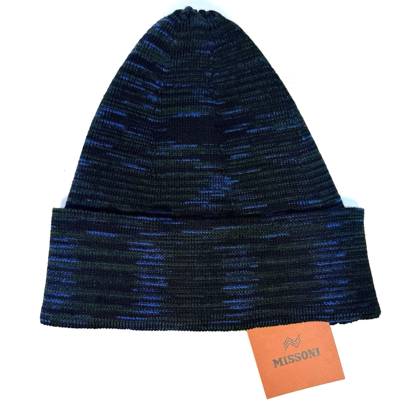 MISSONI Wool Knit Blended Stripe Beanie Winter Hat Green (MSRP $260)