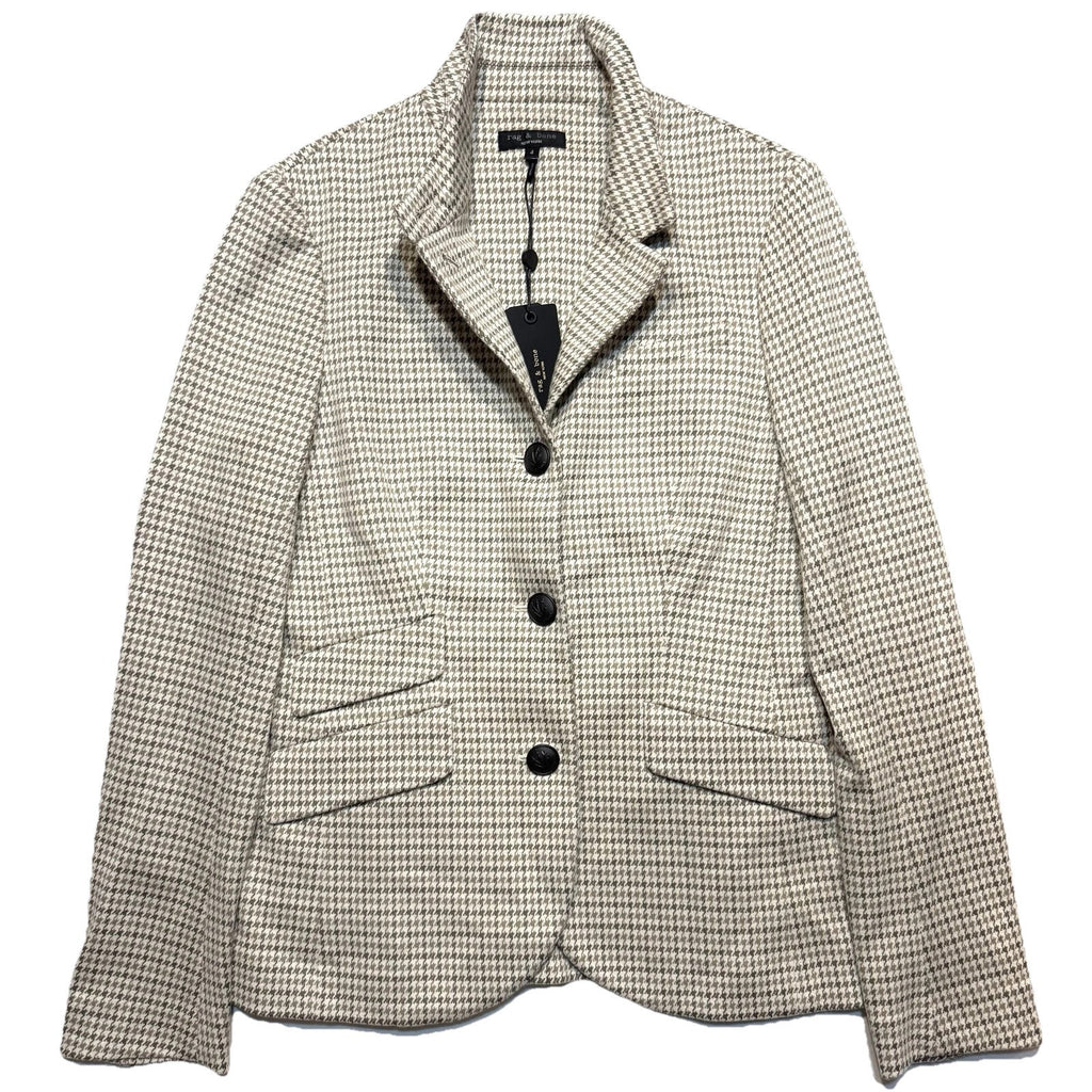 RAG & BONE Womens Slade Italian Plaid Houndstooth Blazer Jacket Grey (MSRP $598)