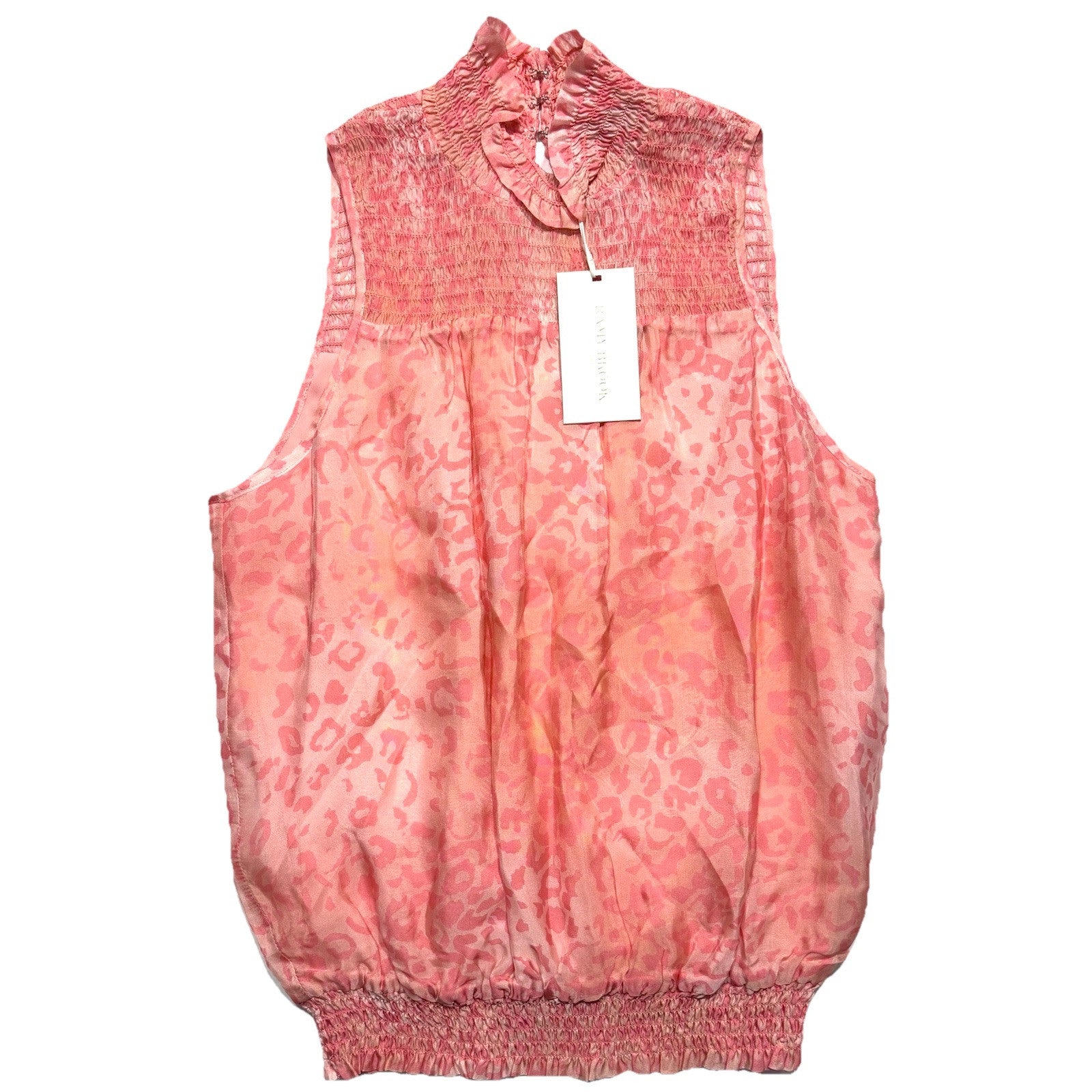 RAMY BROOK Joy Leopard Print Sleeveless Top Droco Pink (MSRP $295)