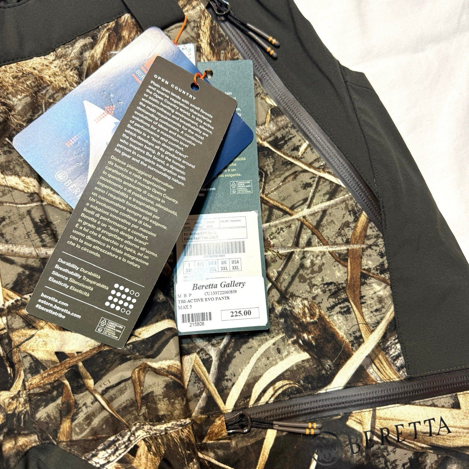 BERETTA Mens Tri Active Evo Waterproof Hunting Pants Real Tree Camo (MSRP $225)