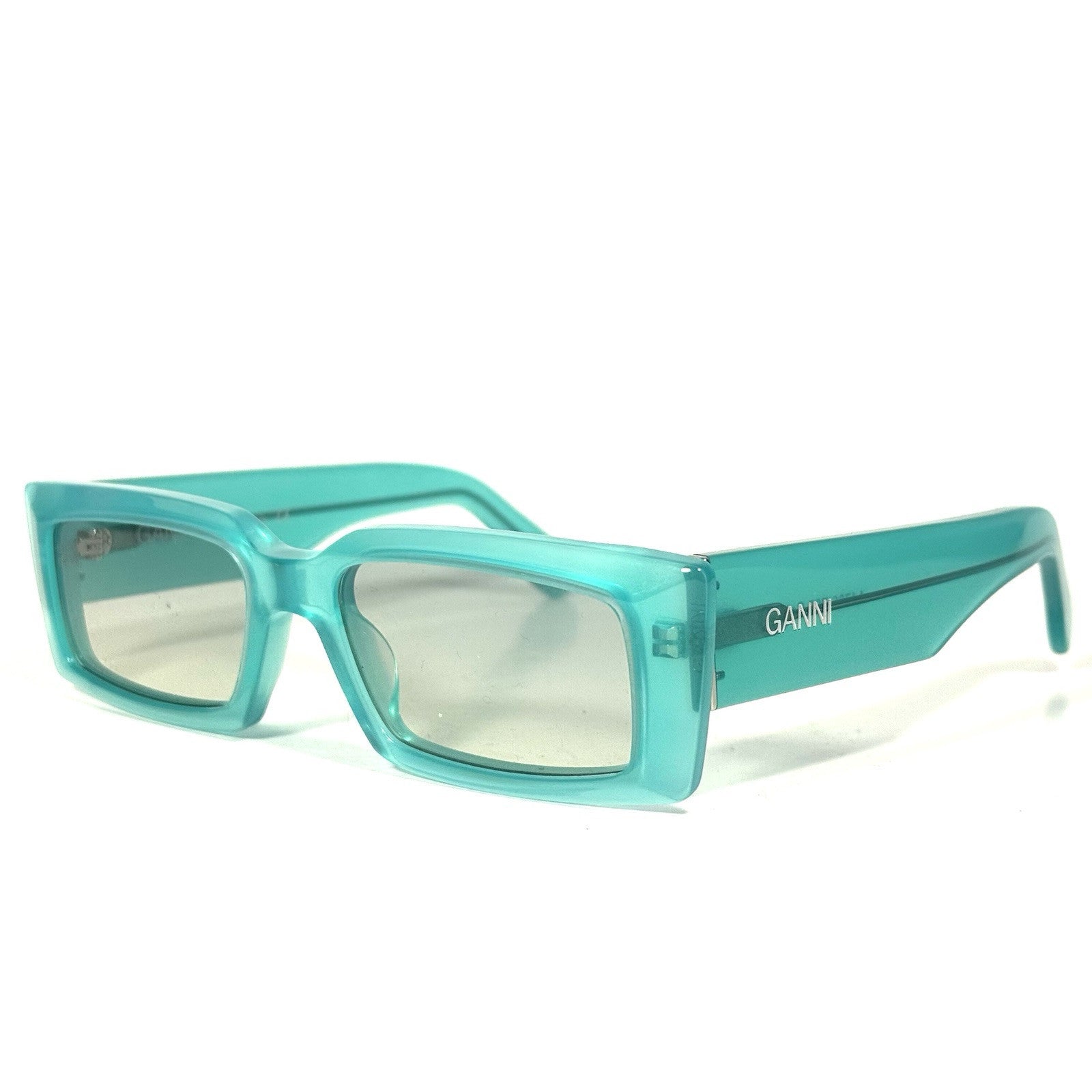 GANNI Womens A4786 705 Rectangular Sunglasses Winter Sky Blue (MSRP $255)