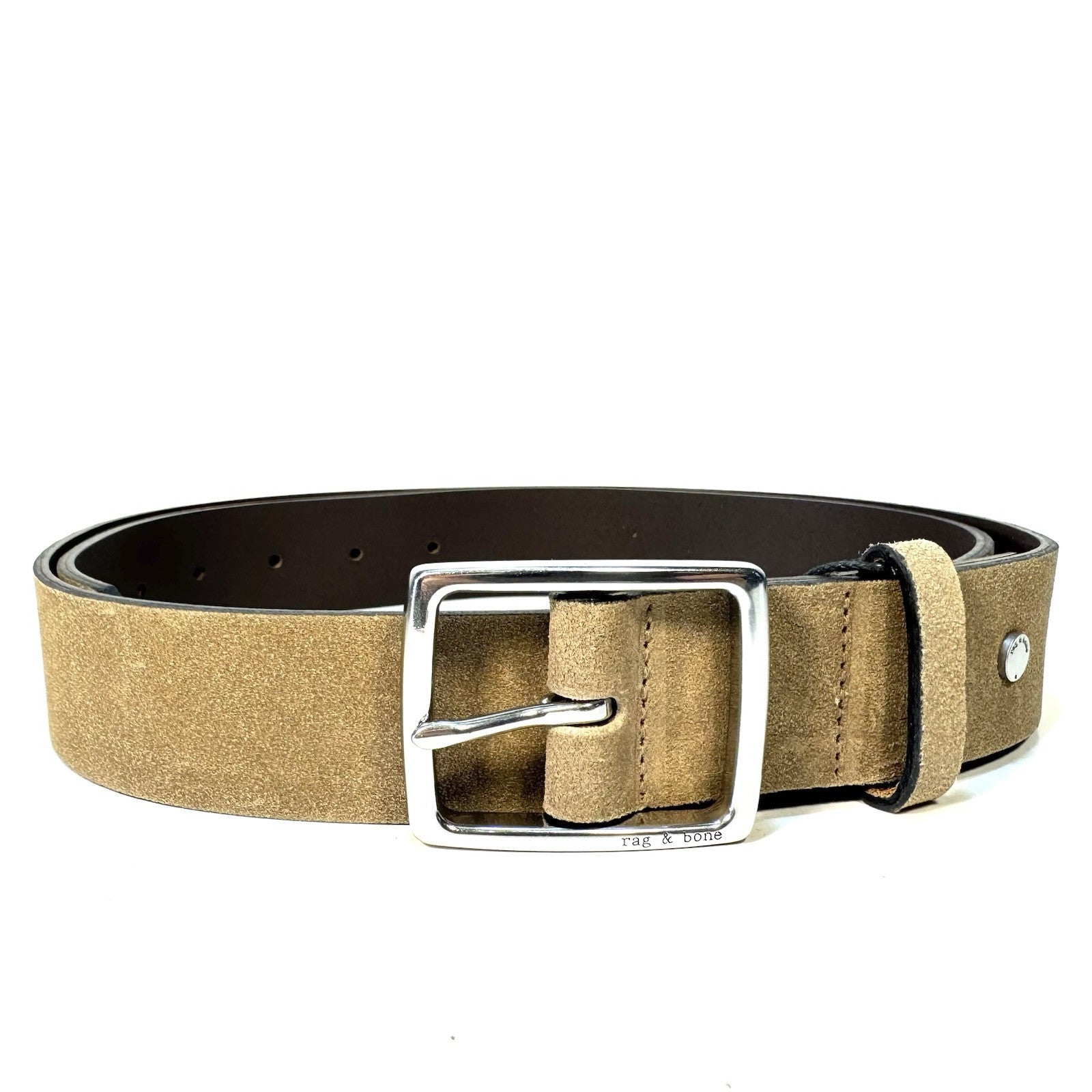 RAG & BONE Mens Rugged Suede Leather Belt Camel Tan 36 (MSRP $198)